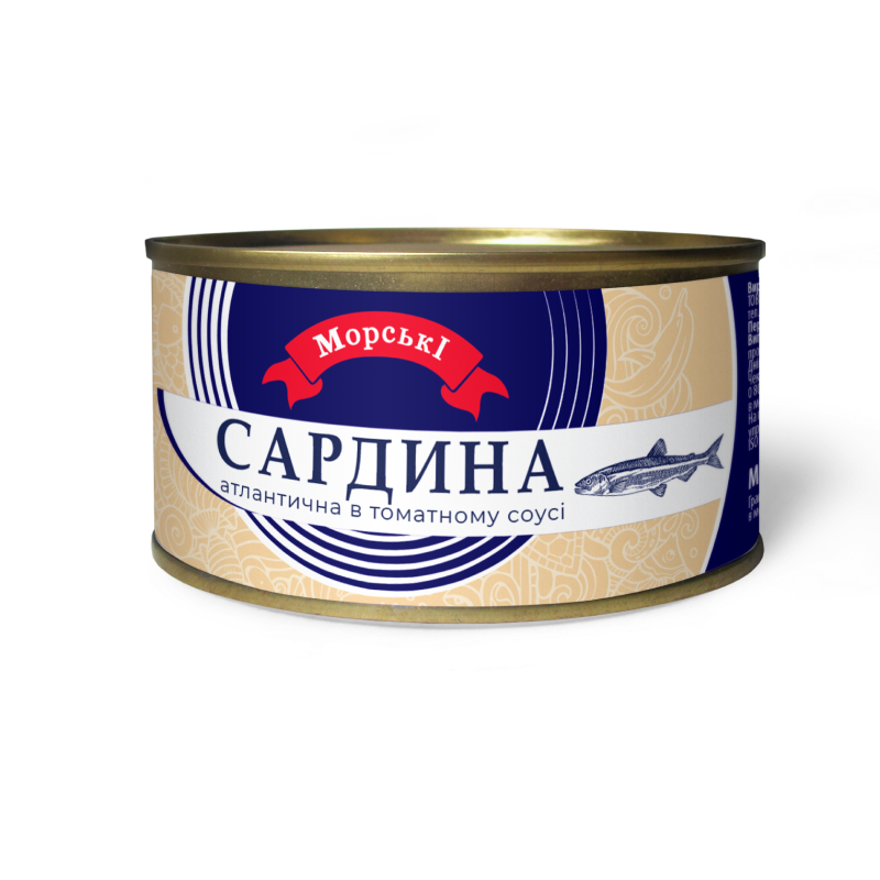 Сардина атлантична в томатному соусі ТМ "Морські" 230г.